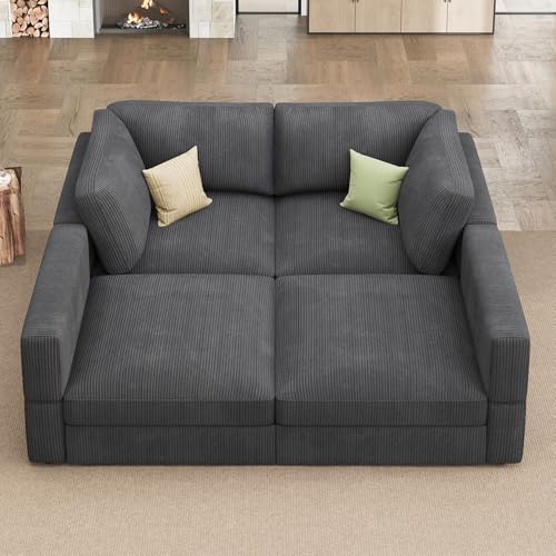 Beige Corduroy Modular Sectional Sofa with Storage X22288