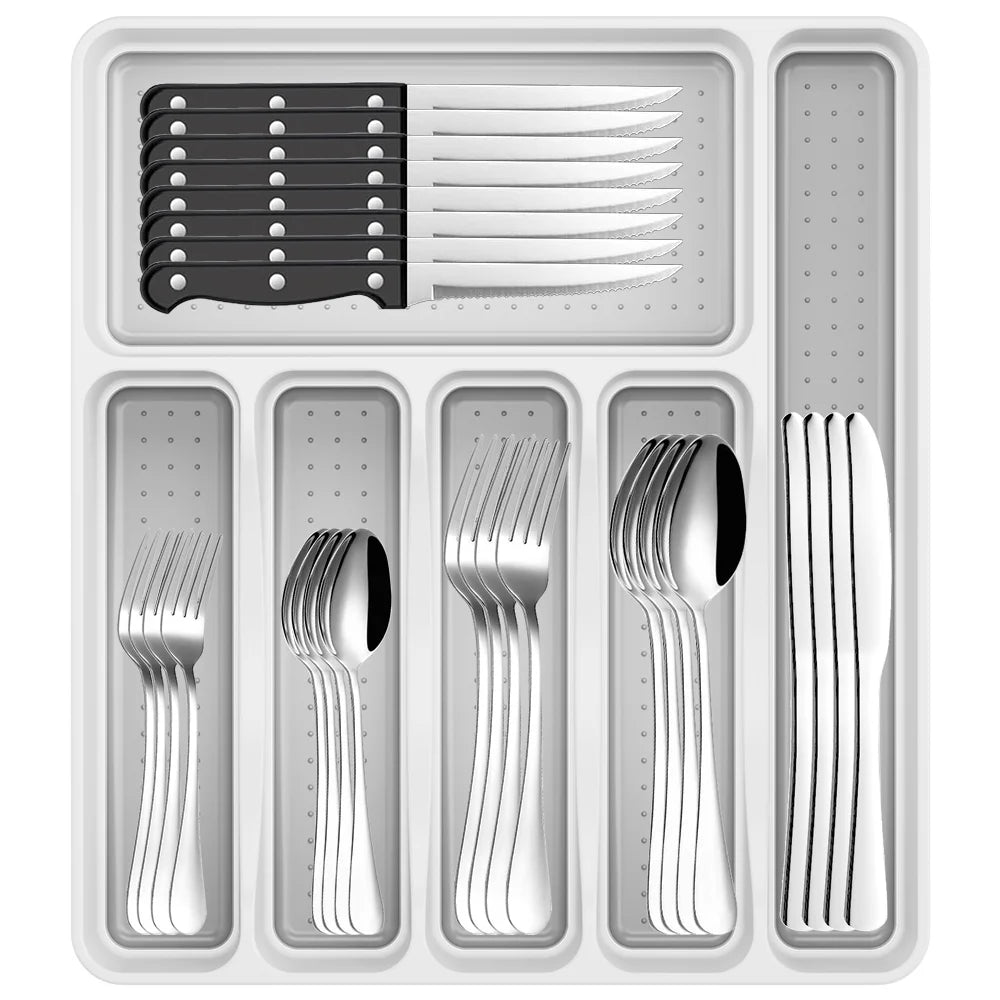 49-Piece Stainless Steel Silverware Set with Organizer O5008