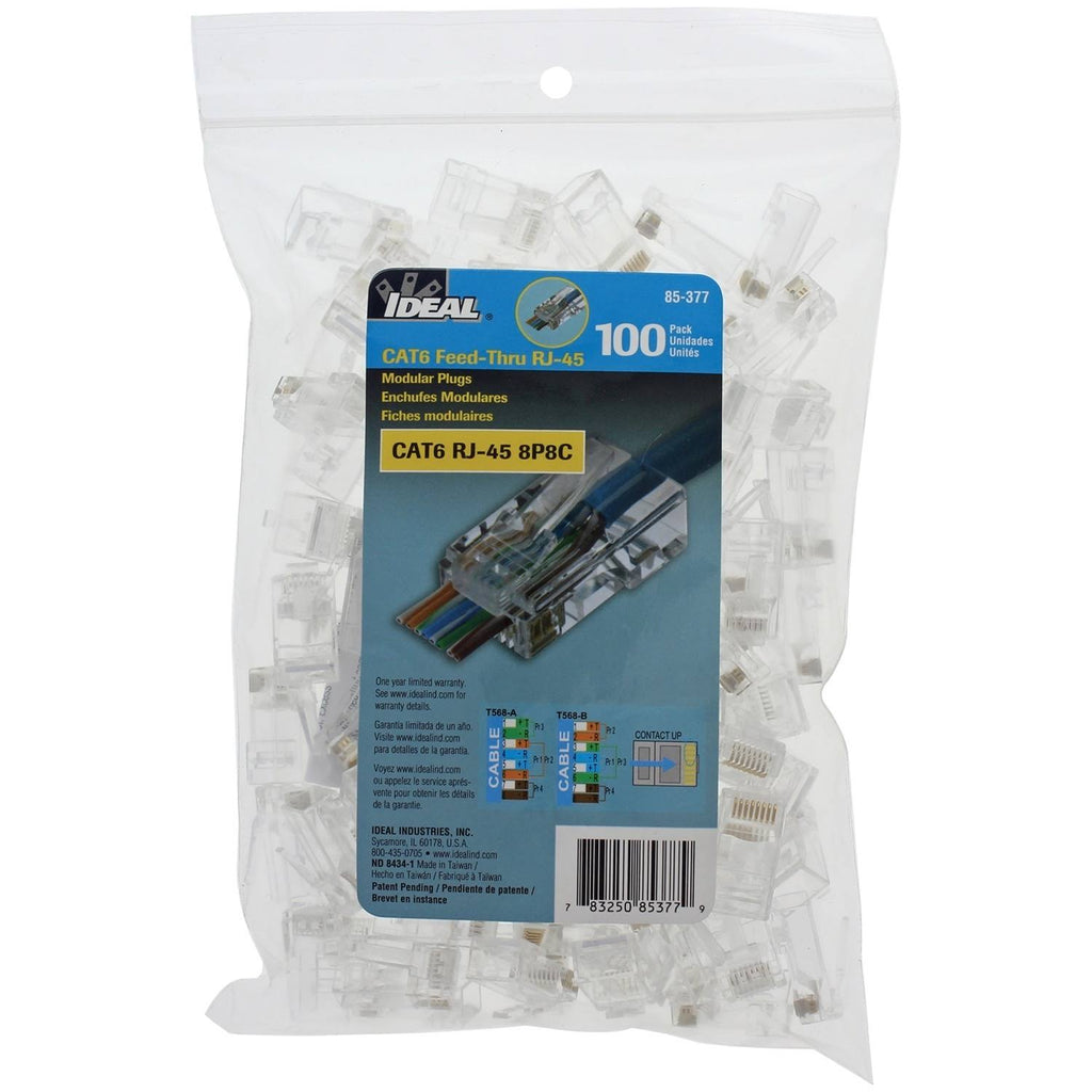 CAT-6 Feed-Thru RJ45 Mod Plugs 100 count E888505