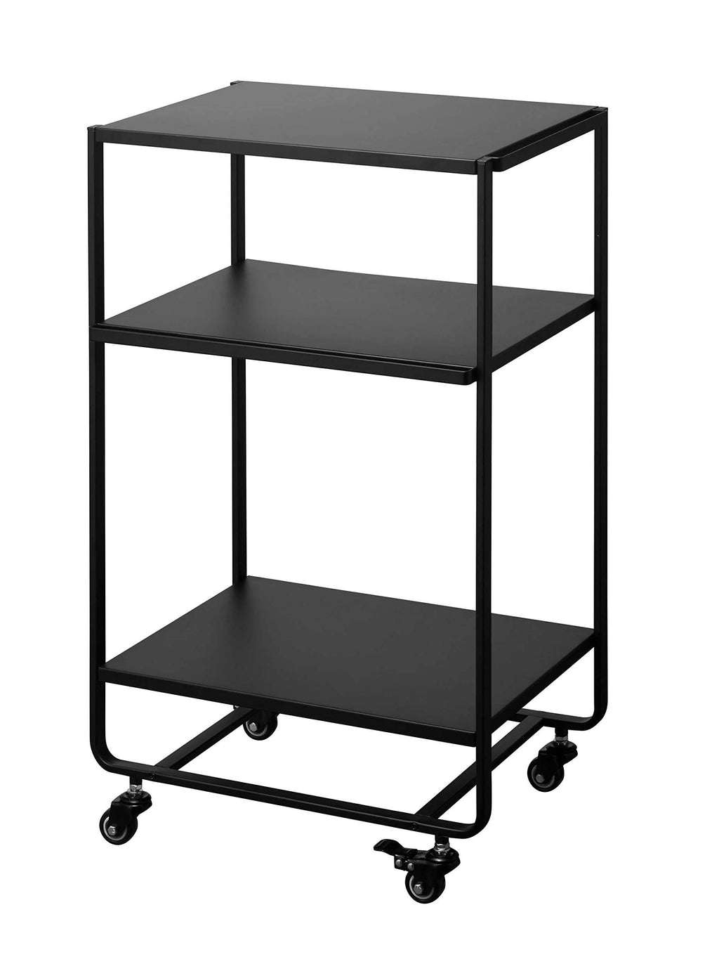 Black Steel Three-Tier Rolling Server Cart Q7766