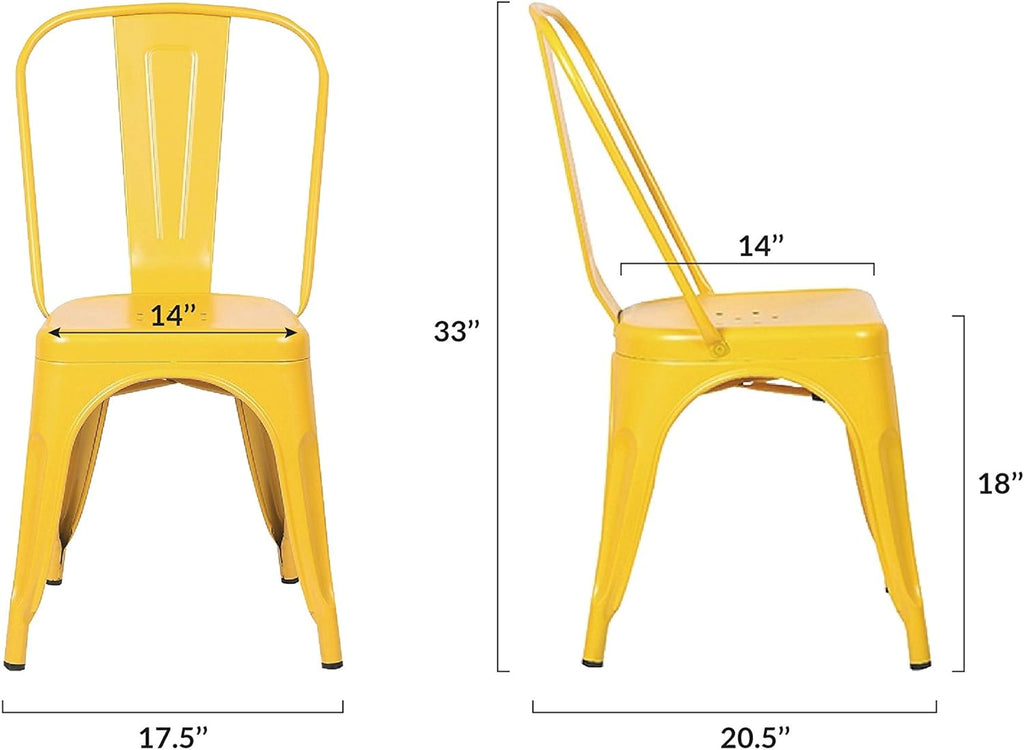Yellow Metal Stackable Dining Chair (Set of 4) B36230