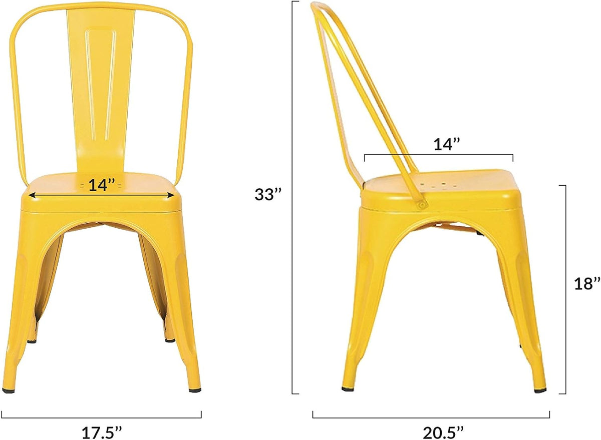 Yellow Metal Stackable Dining Chair (Set of 4) B36230
