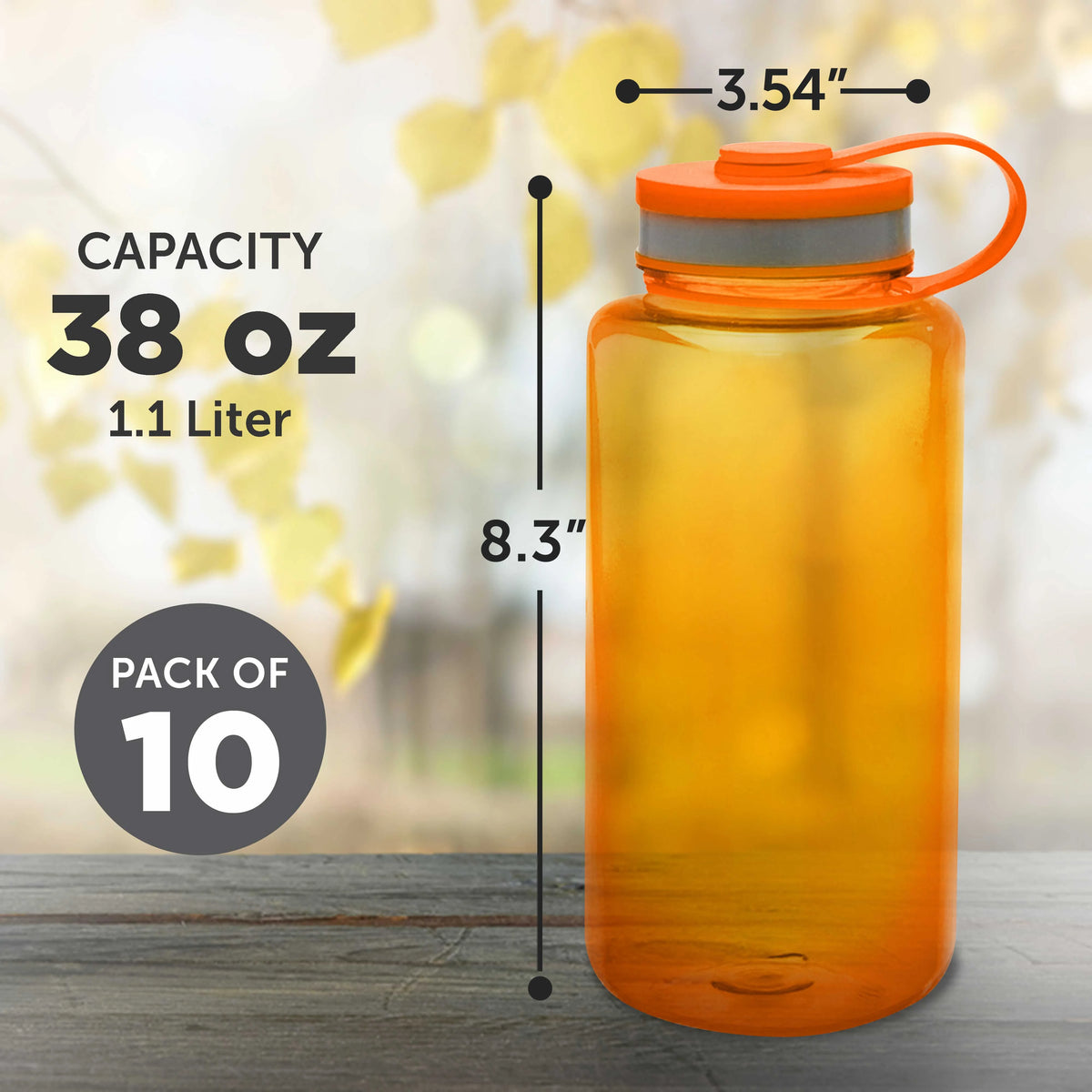 Plastic Sports Water Bottles with Flip Lid 38 oz. Set of 10 F238028