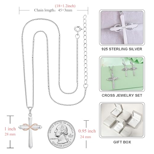 925 Sterling Silver Polished Cross Pendant Necklace R42287