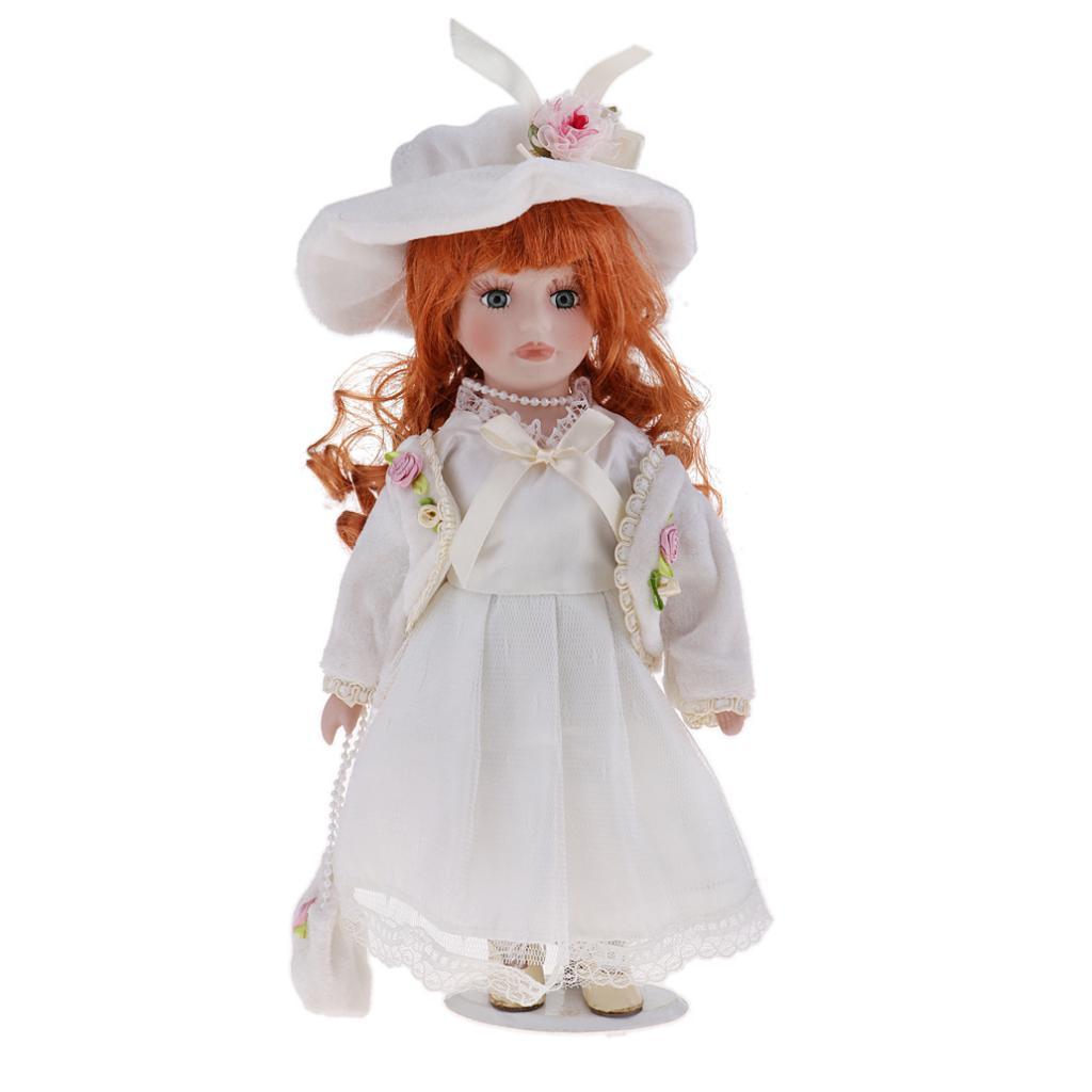 12inch Porcelain Doll with Lace Dress & Stand N870