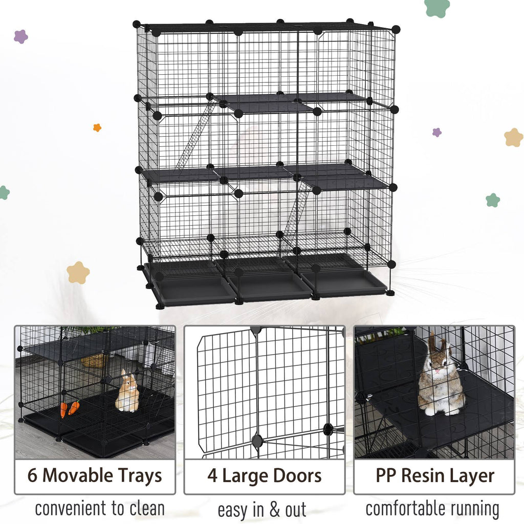 Black Steel Pet Playpen with Trays T22862
