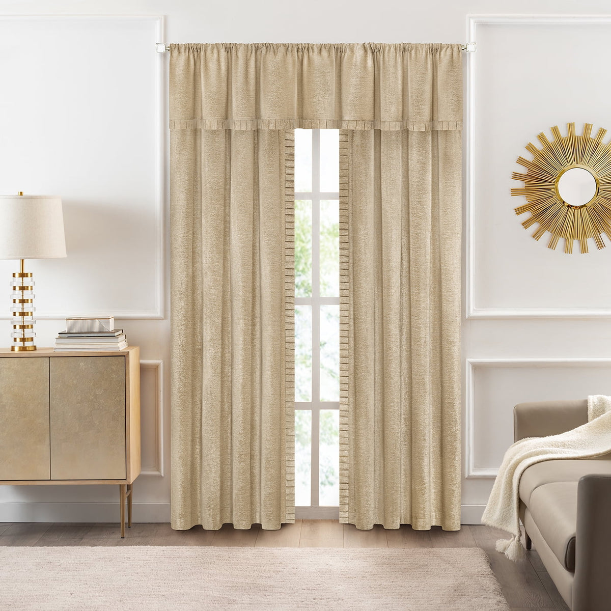 Tan Pleated Window Curtain Panels 52" X 84" F760841