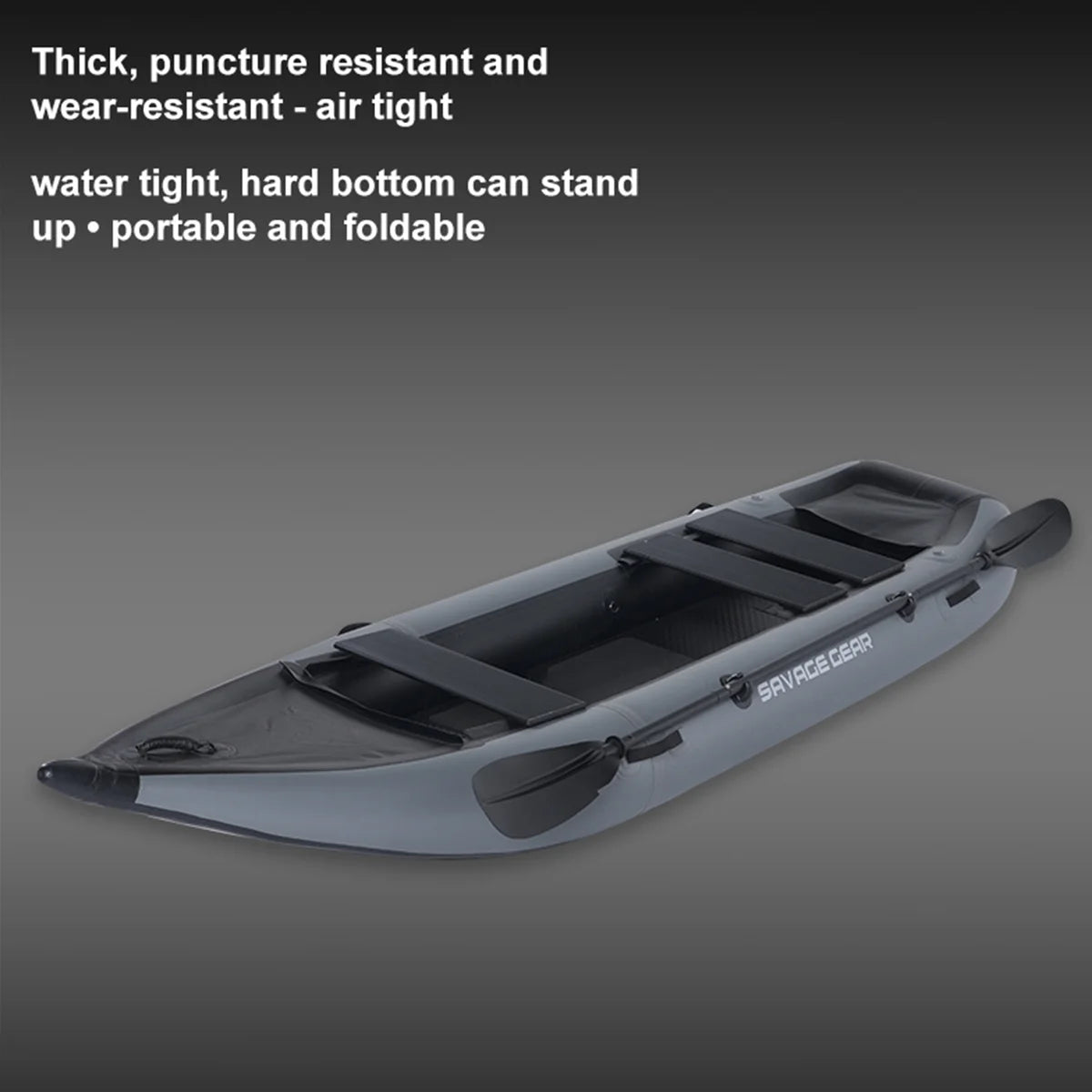 Inflatable Kayak Fishing Boat Set with Seat, Pump, Paddle, Repair Kit, Grey PVC F7704