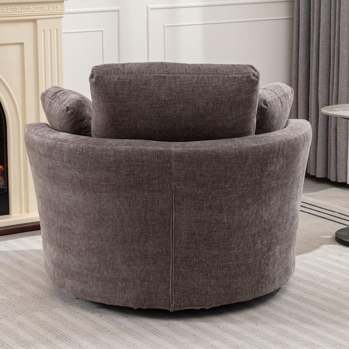 Oversized Round Swivel Accent Chair with 3 Pillows A774