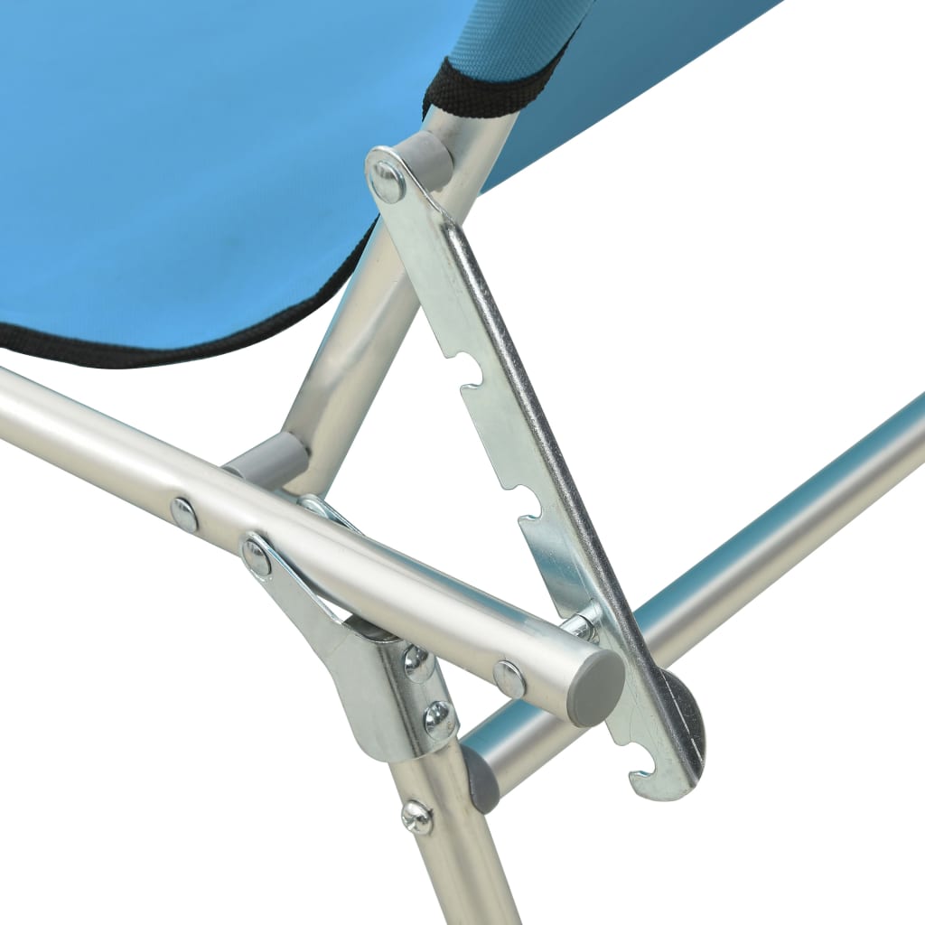 Folding Sun Lounger with Canopy Steel Turquoise and Blue W21926