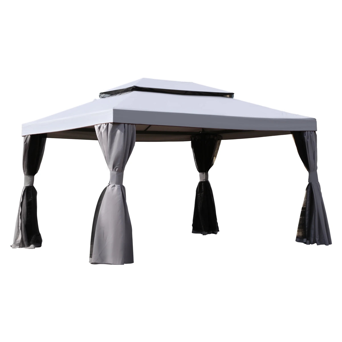 10'x13' Outdoor Double Vent Canopy Gazebo with Nettings and Curtains W844