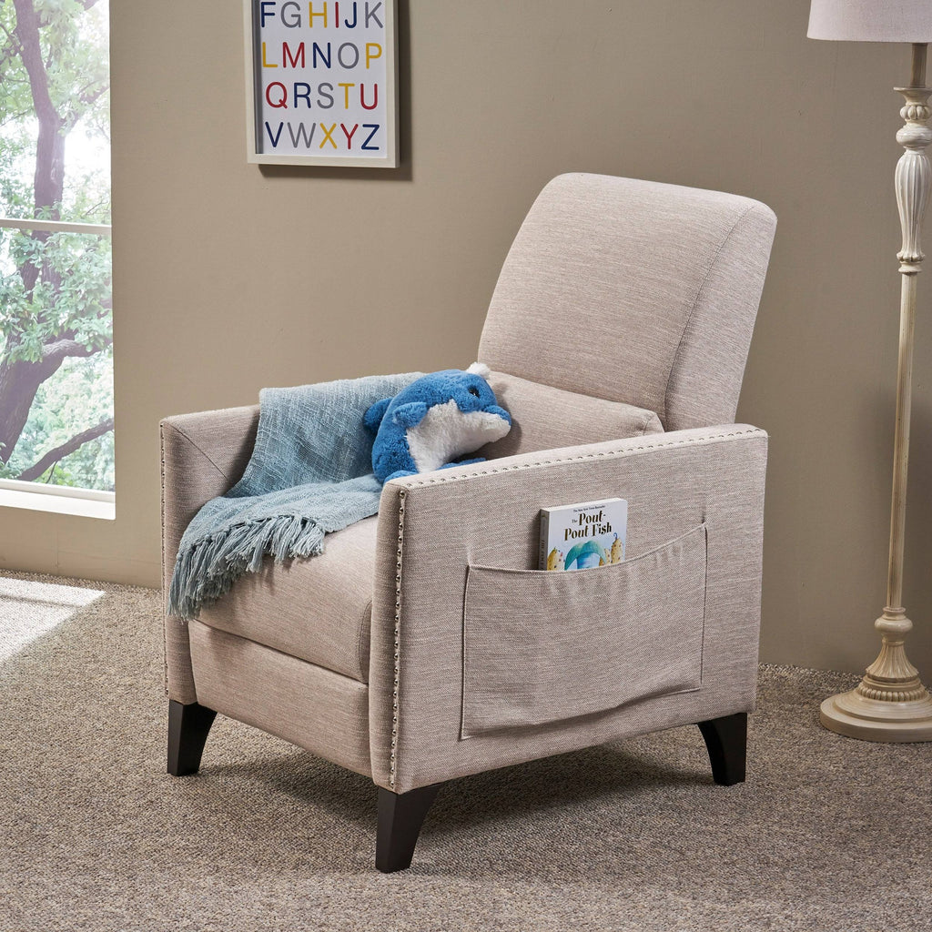 Light Blush Fabric Push Back Recliner U708073