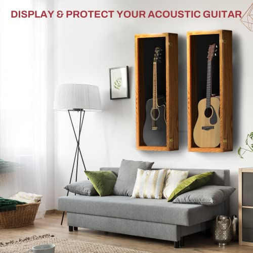 Natural Oak Acrylic Acoustic Guitar Wall Display Case Y48508