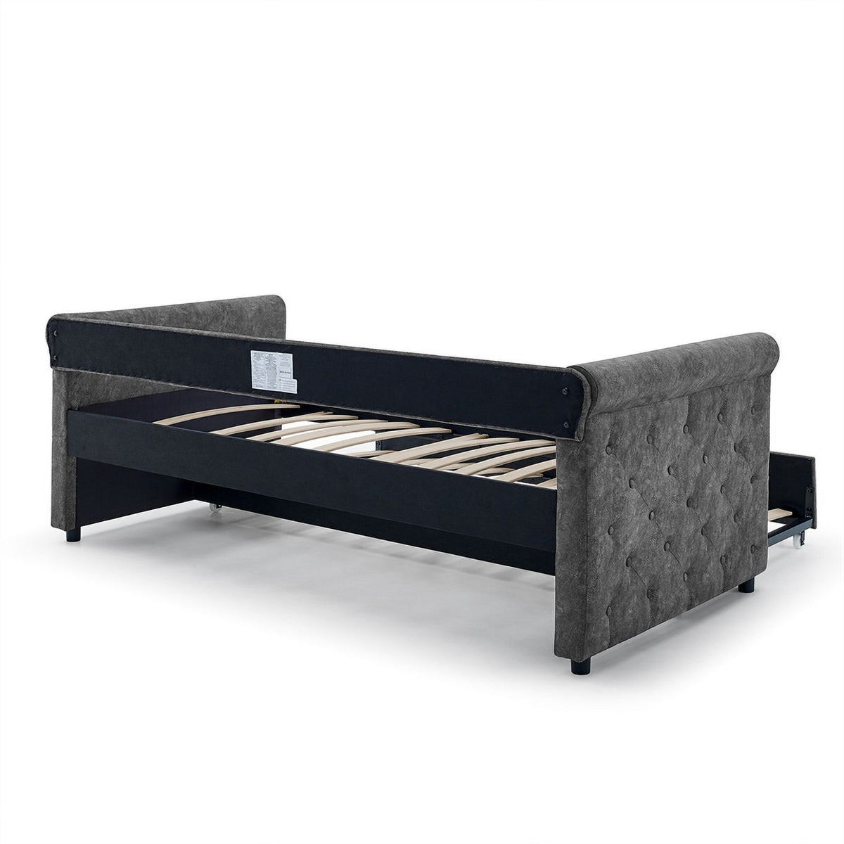 Gray Upholstered Tufted Sofa Bed With Rollers K980