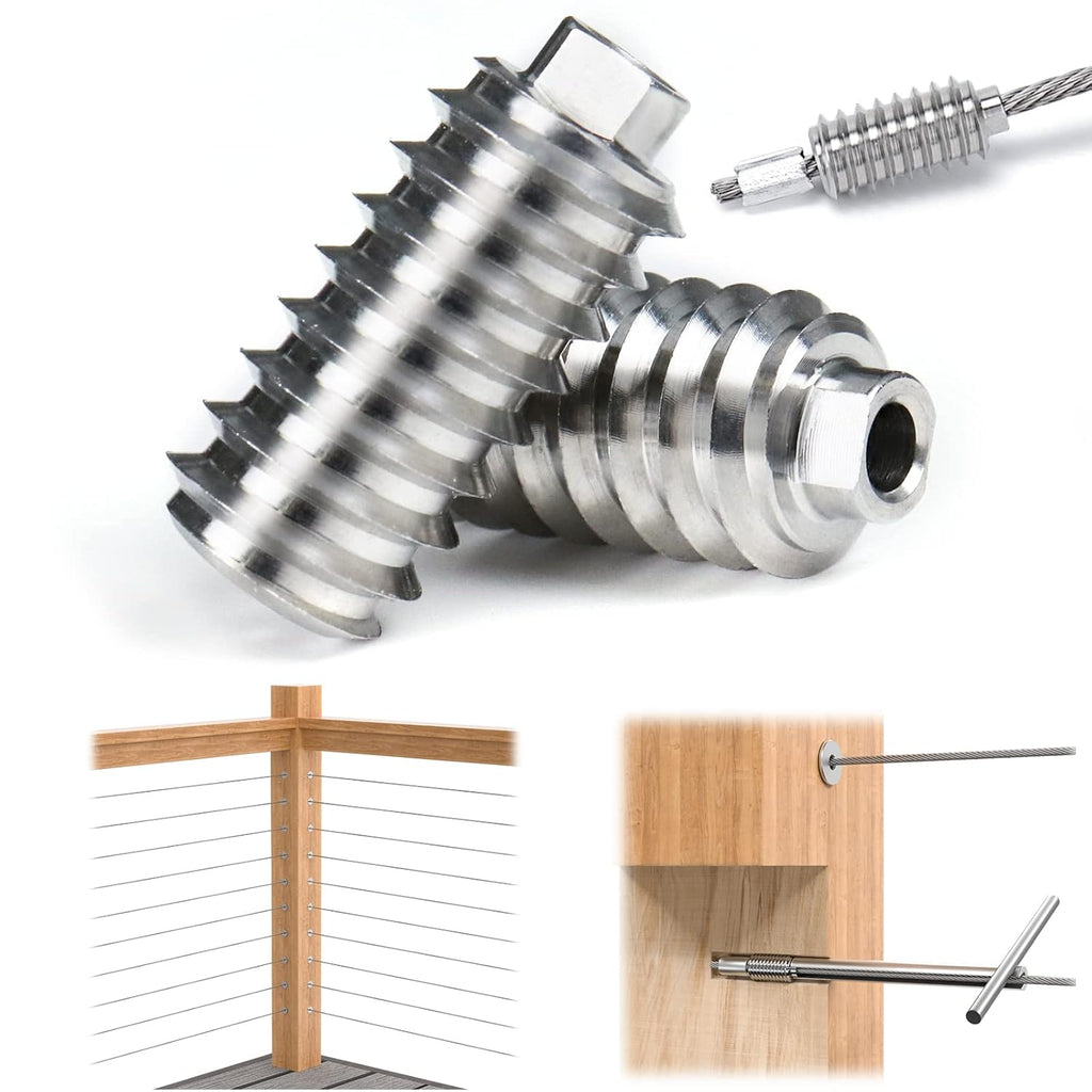 20Pack 1/8" Invisible Cable Railing Kit T316 Stainless Steel for Wood Posts Deck Stairs R3074