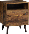 Rustic Brown Nightstand with Open Shelf and Cabinet G657375