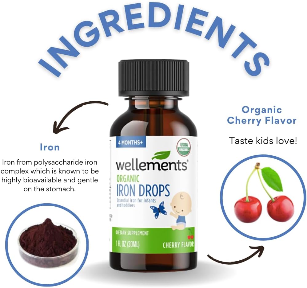 Organic Iron Drops for Babies, Cherry Flavor, 1 Fl Oz I7286