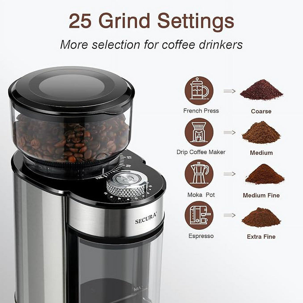 Stainless Steel Electric Conical Burr Coffee Grinder T1198