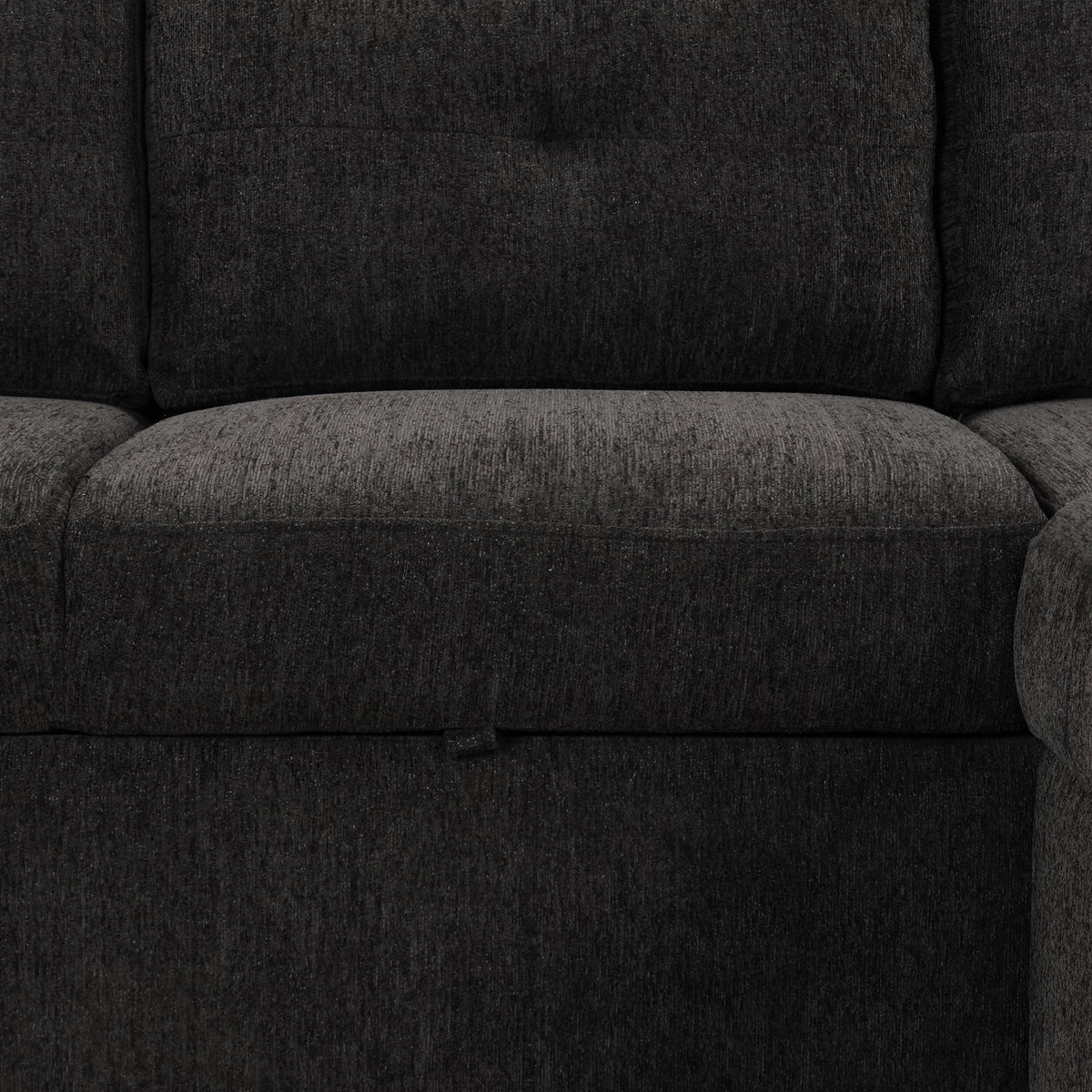 Black Reversible Pull-Out Sectional Sofa Bed with Storage Chaise P939941