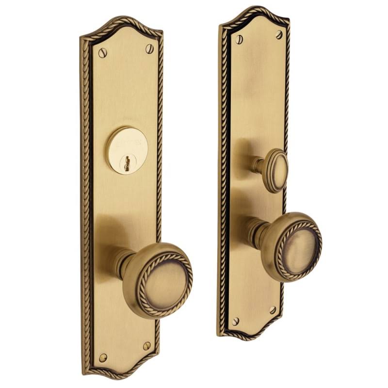 Satin Brass Brown Mortise Handleset Entrance Trim Set R188170