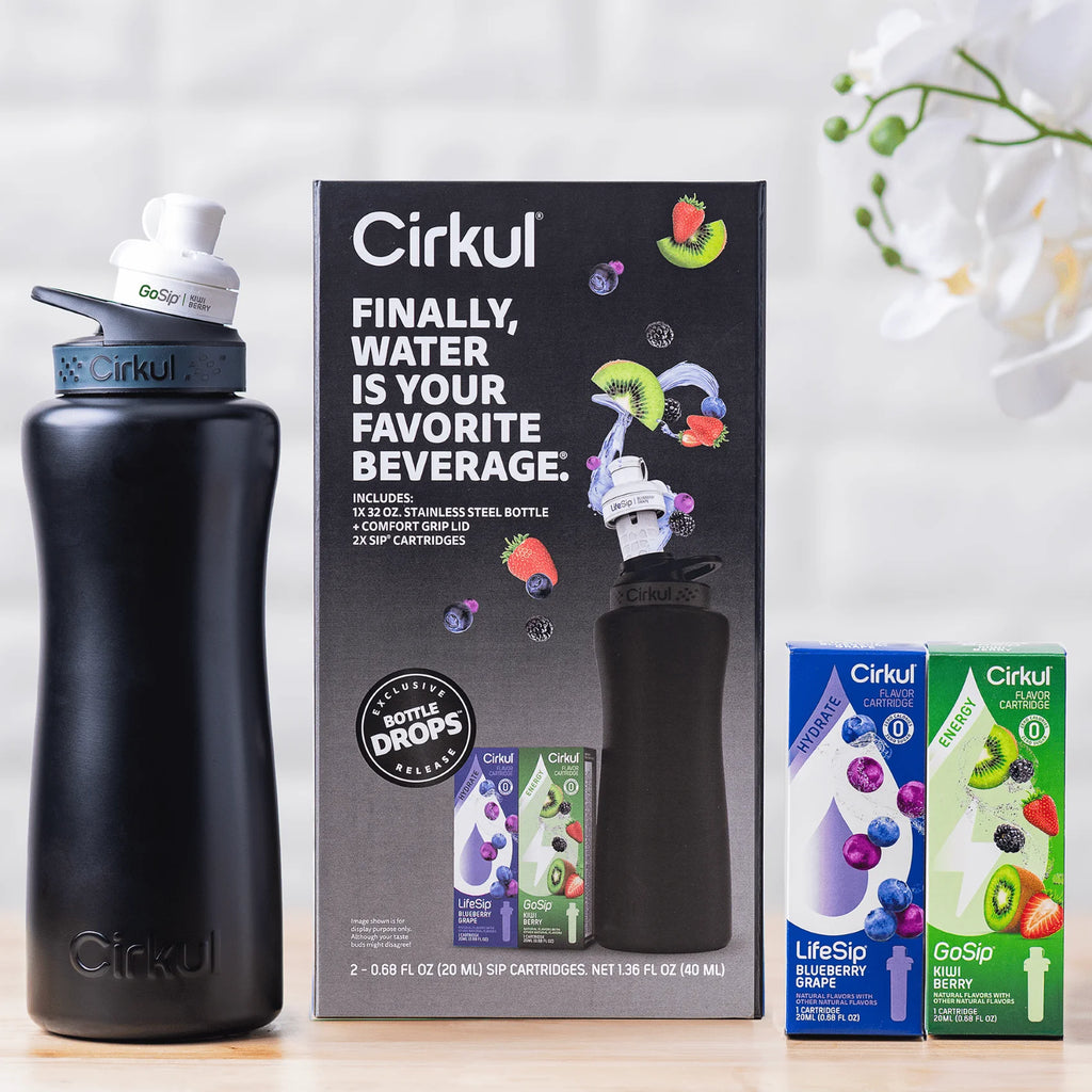 32oz Rose Gold Stainless Steel Water Bottle Starter Kit with Lid and 2 Flavor Cartridges U534492