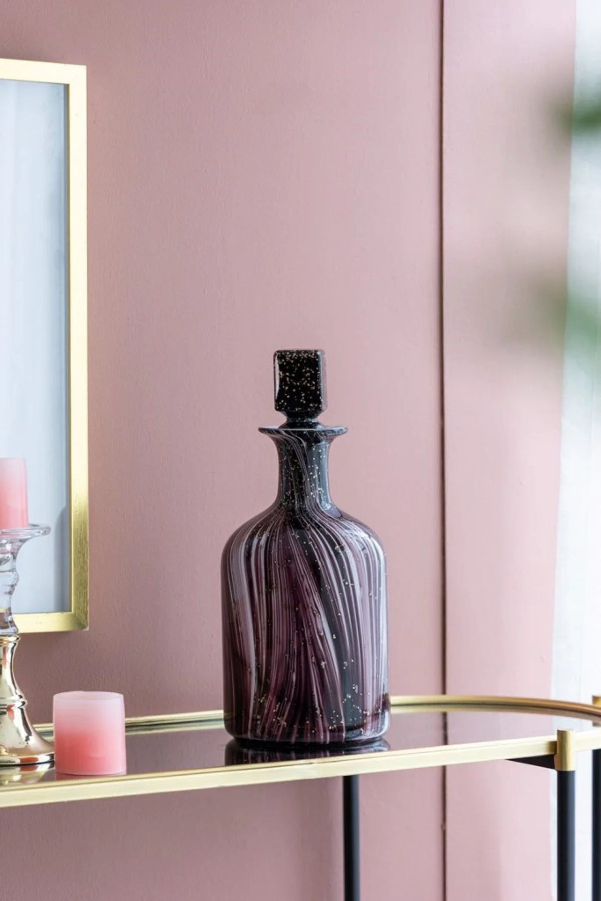 Wavy Glass Bottle with Stopper A93689