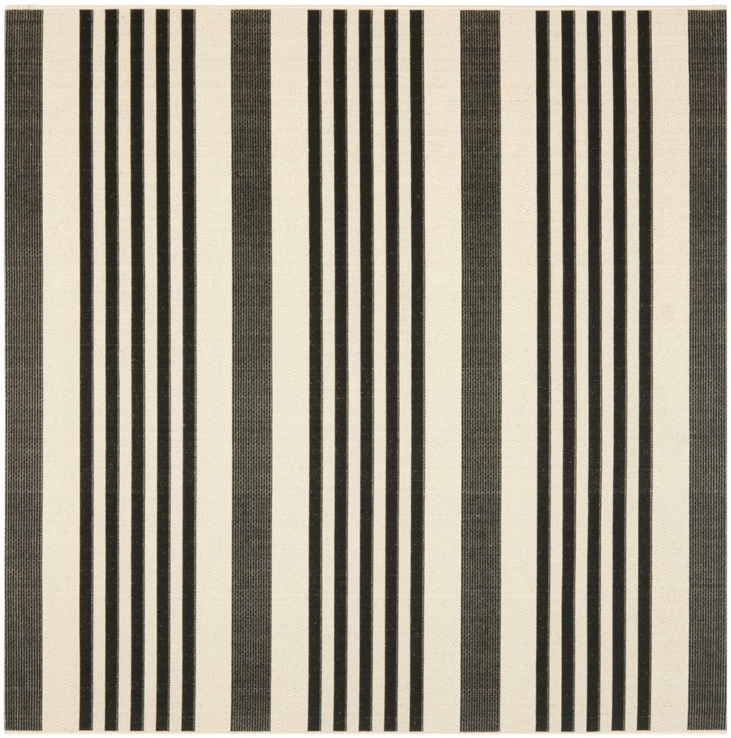 Black/Bone Striped Square Indoor/Outdoor Area Rug C77500