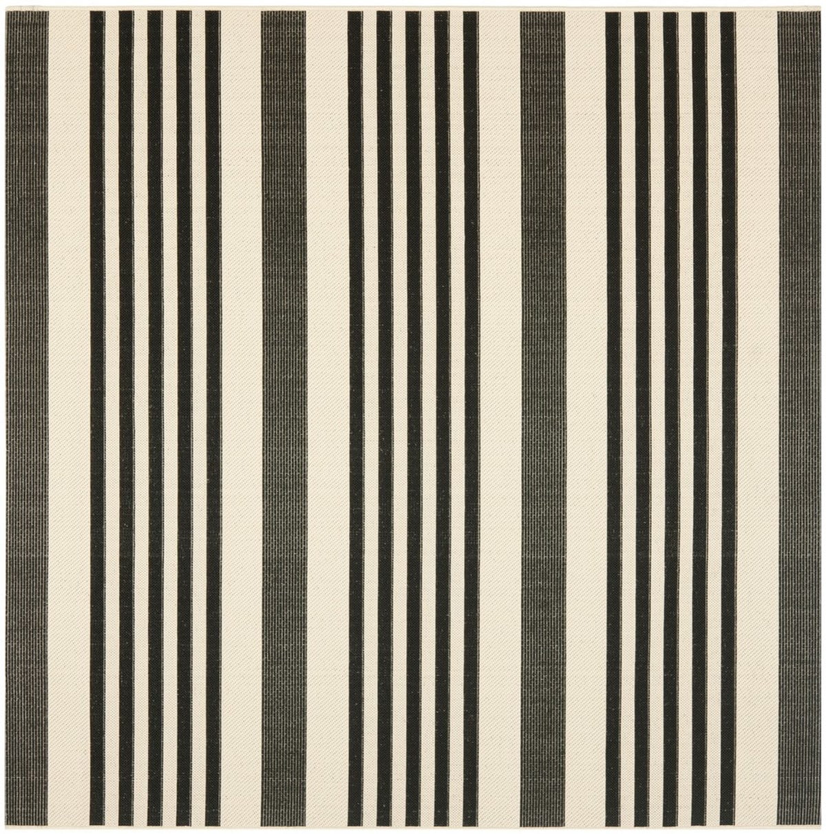 Black/Bone Striped Square Indoor/Outdoor Area Rug C77500