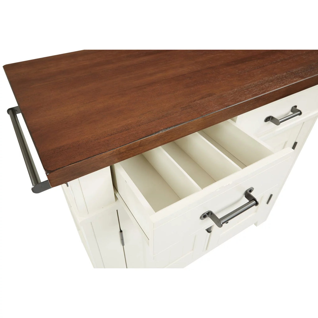 Black Kitchen Island with Vintage Oak Top Y5613