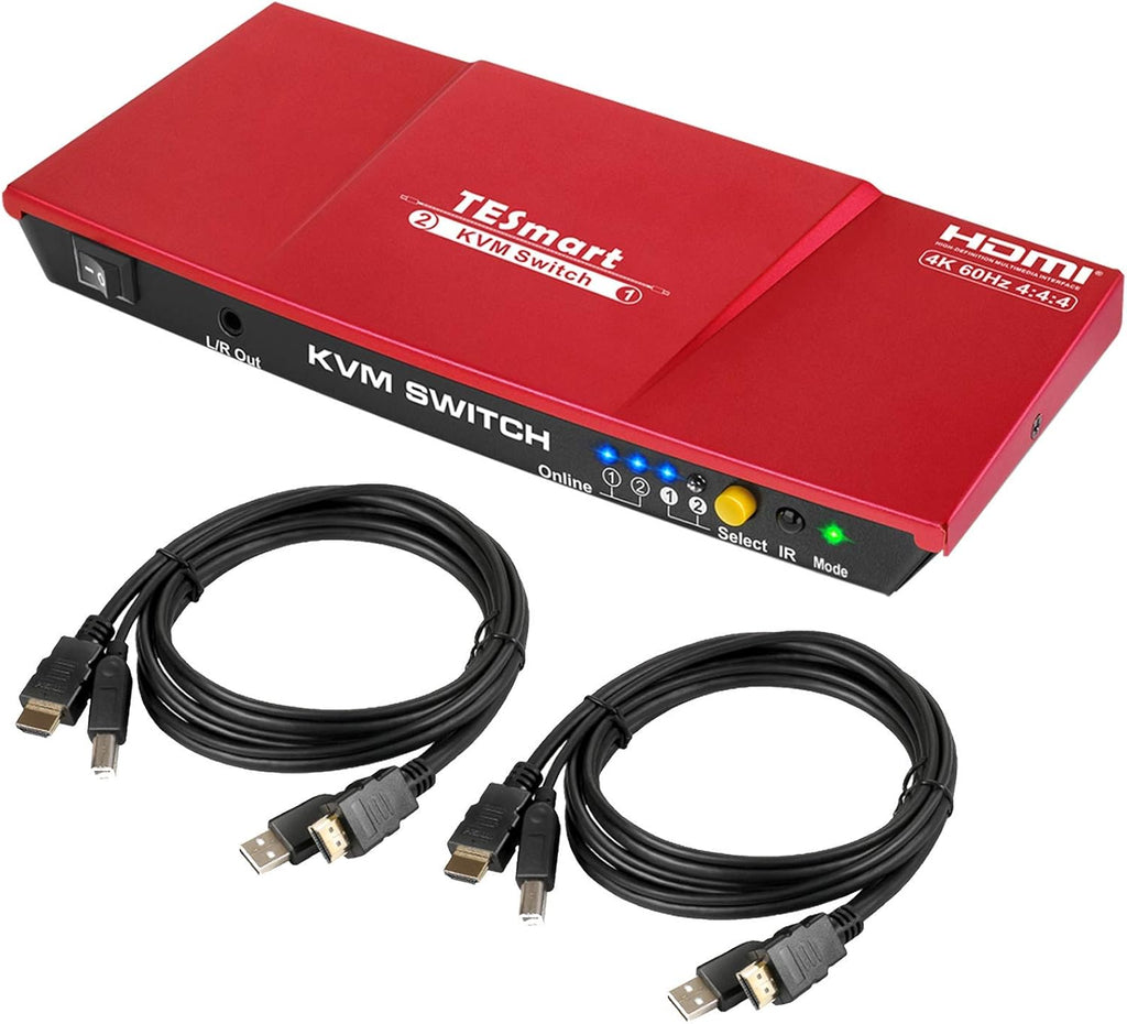 HDMI KVM Switch 2 Port 4K@60Hz Red Y57635