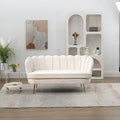 Ivory Boucle 2-Seater Loveseat Sofa with Gold Metal Legs Q15089