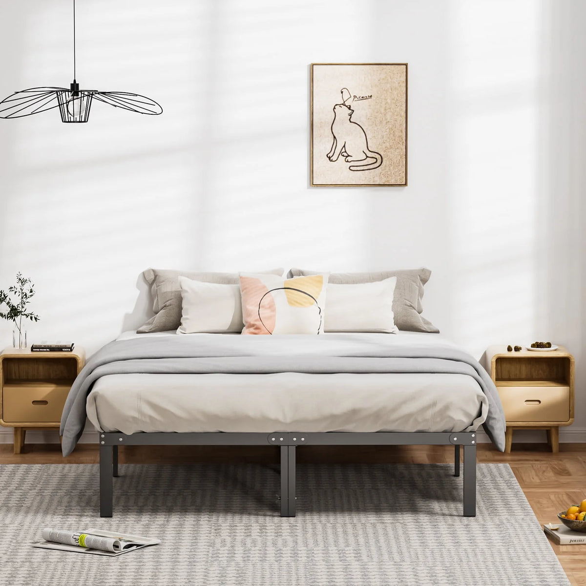 Queen Size Black Metal Platform Bed Frame F165872