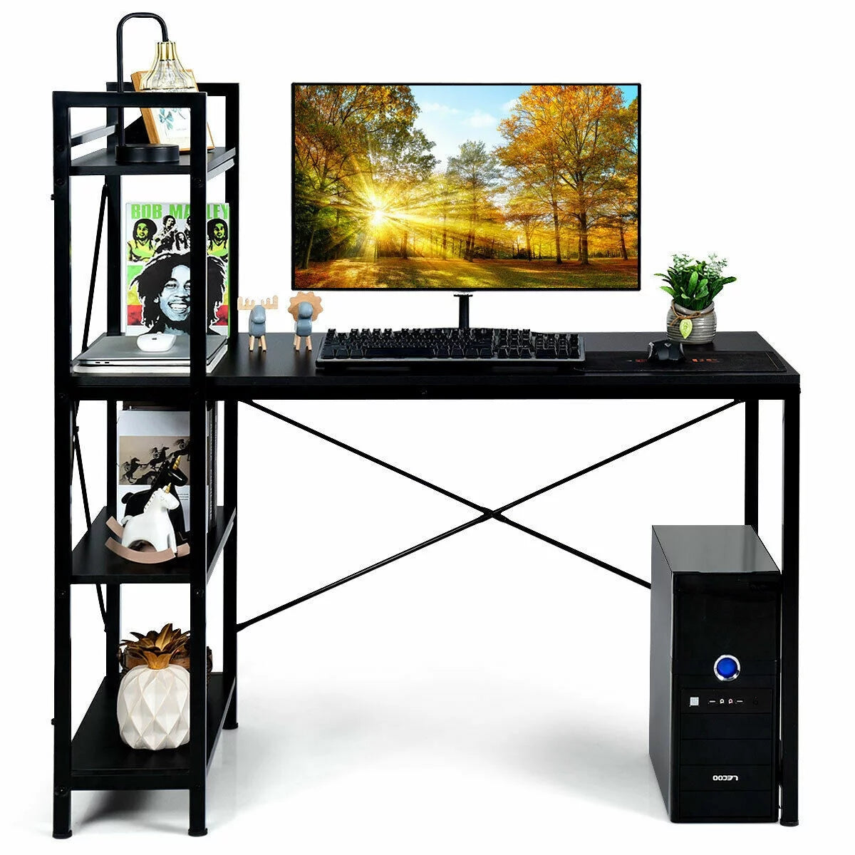 47.5" Computer Desk with 4 Tier Shelves B833