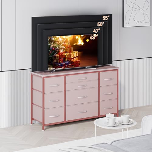 Black 10 Drawer Dresser with Power Outlet V513