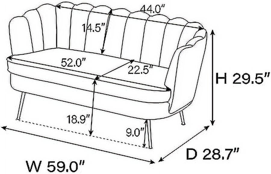 Ivory Boucle 2-Seater Loveseat Sofa with Gold Metal Legs Q15089