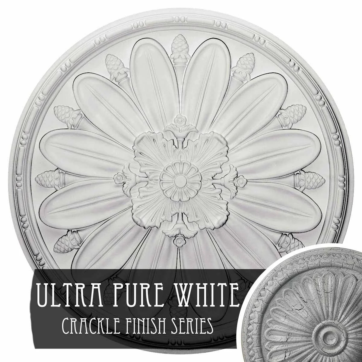 Ultra Pure White Crackle Ceiling Medallion A373