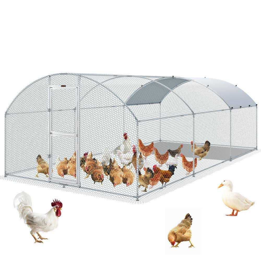 Large Metal Chicken Coop with Run and Waterproof Cover Q791