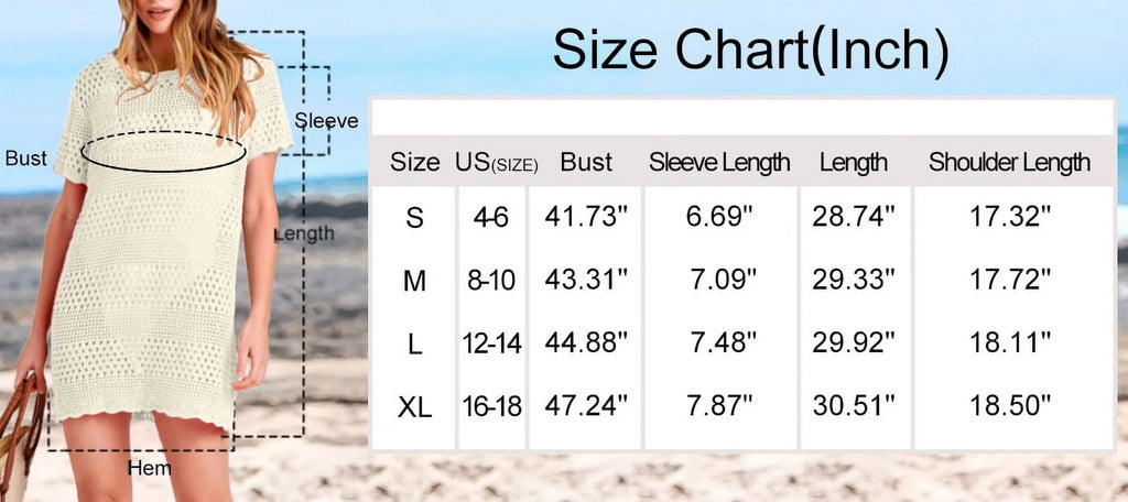 Crochet Hollow Out Knit Short Sleeve Beach Dress I5639