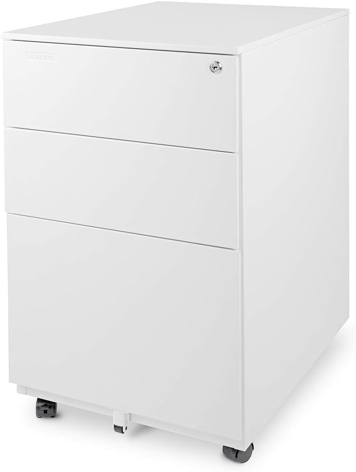 White 2-Drawer Metal File Cabinet with Lock K16863