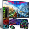 RGB Gaming Desktop PC Intel i5 8th Gen 16GB Ram 512GB SSD NVIDIA GeForce GT 1030 DDR5 24 inch Monitor WiFi Windows 11 Pro Renewed Y923597