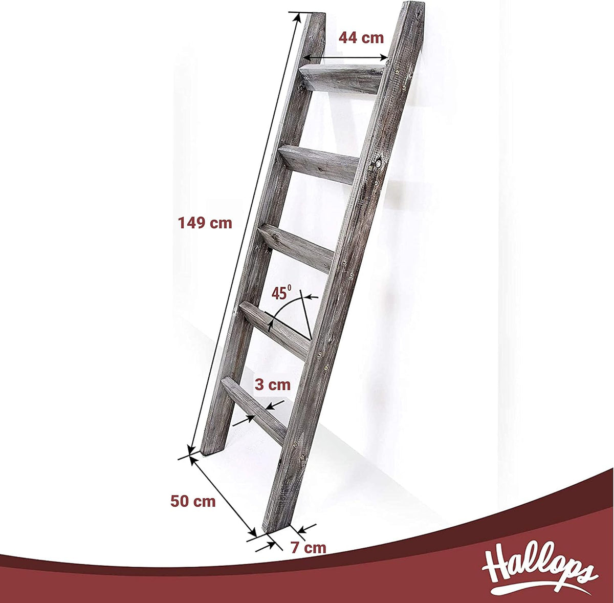 Gray White Wood Ladder Shelf A263127