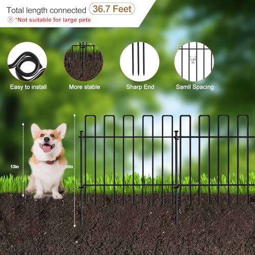 No Dig Animal Barrier Fence, 13in x 37ft Rustproof Metal Garden Edging C454