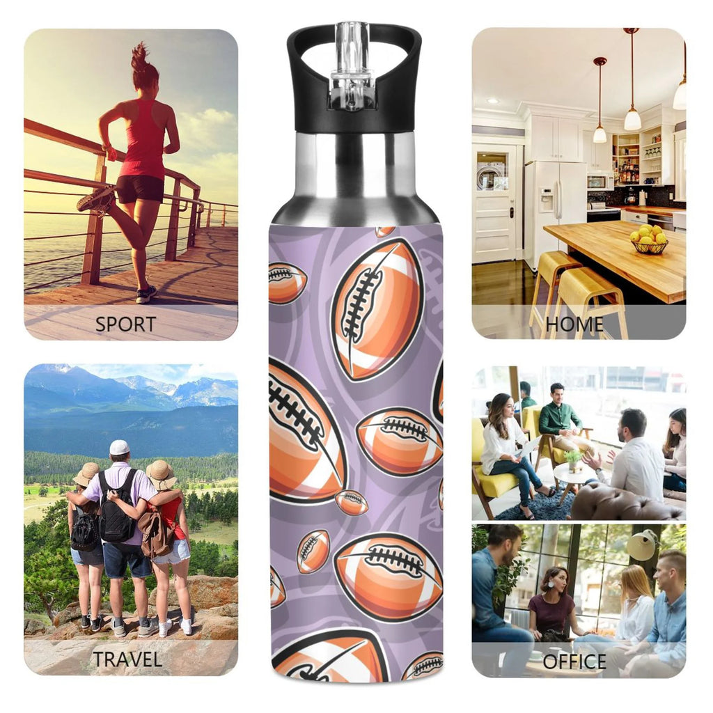 20 oz Insulated Stainless Steel Water Bottle with Straw Lid F54380