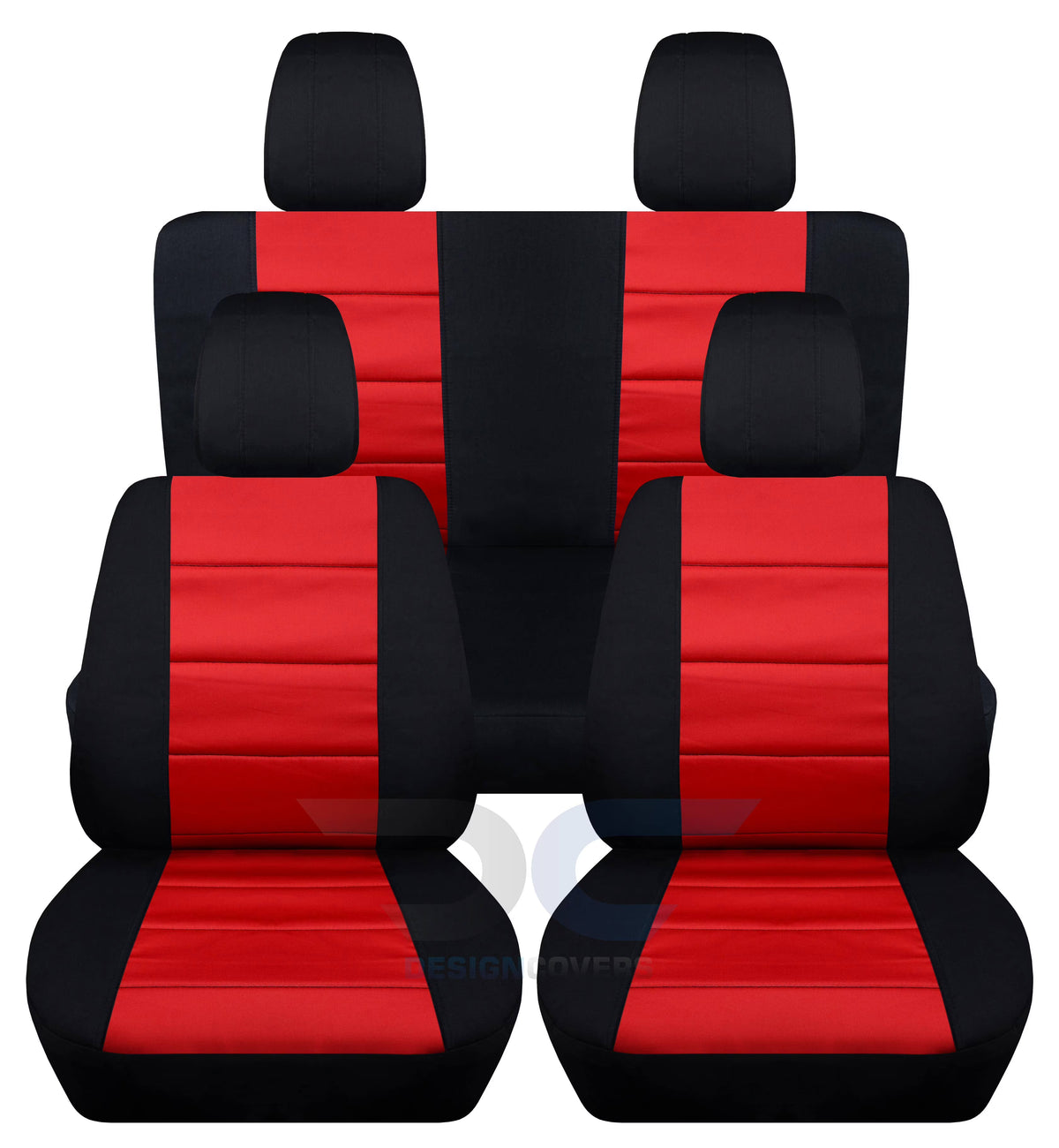 Black and Red Cotton Seat Covers for Jeep Wrangler JK 2-Door P863474