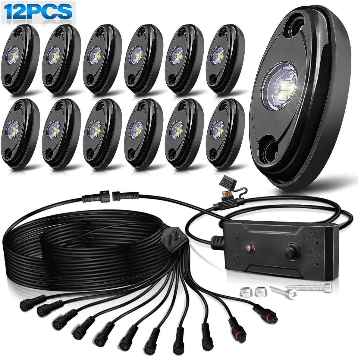 12Pods LED Rock Lights Kit with Switch Wire Harness H70296