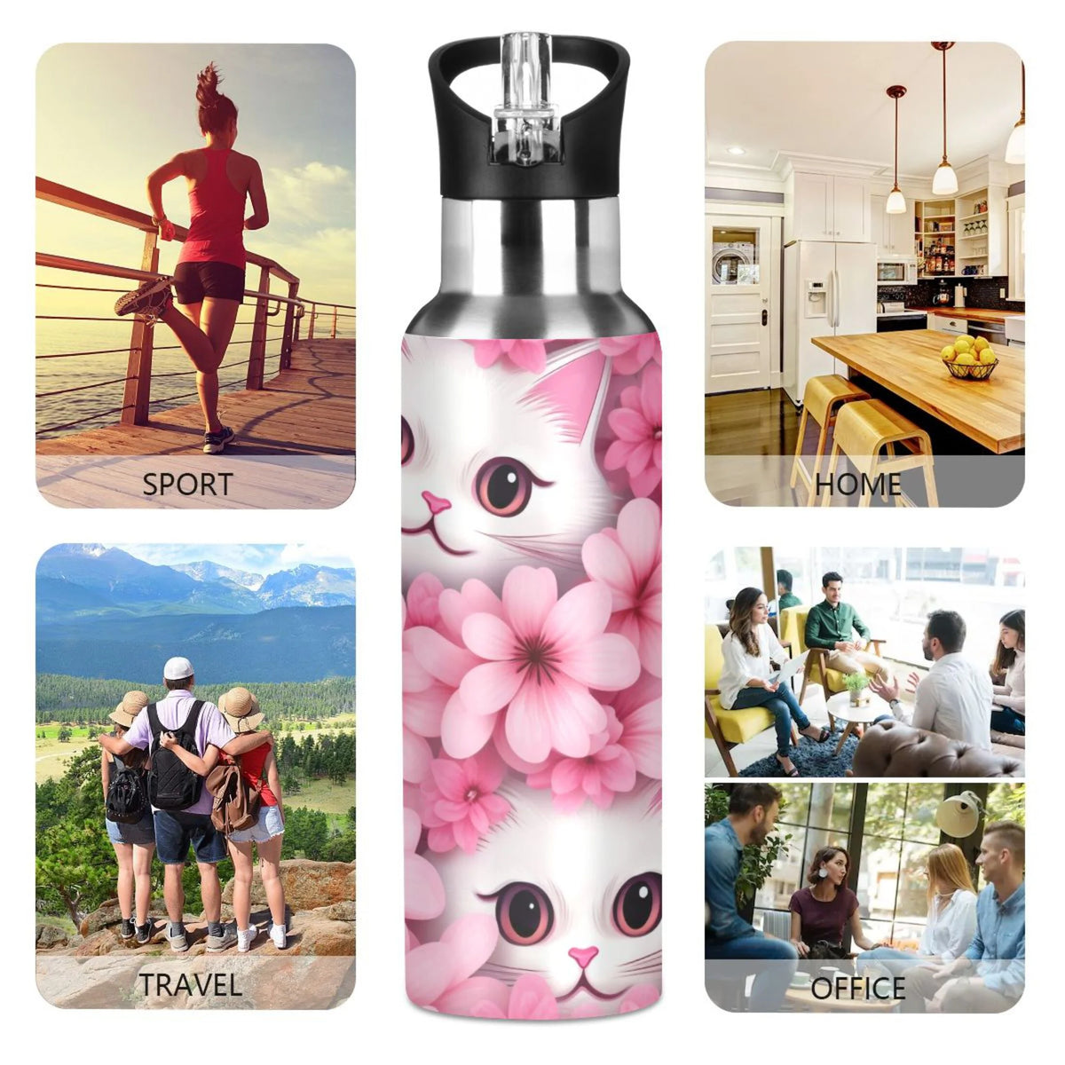 Insulated Stainless Steel Water Bottle with Straw Lid 20 oz W524521