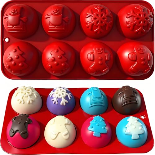 2 Pcs 8-Cavity Christmas Hot Cocoa Bomb Silicone Mold Z103677