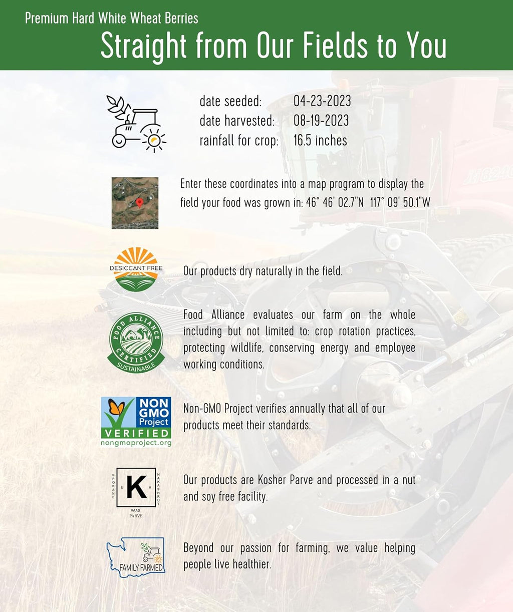 25 LBS Hard White Wheat Berries E381916