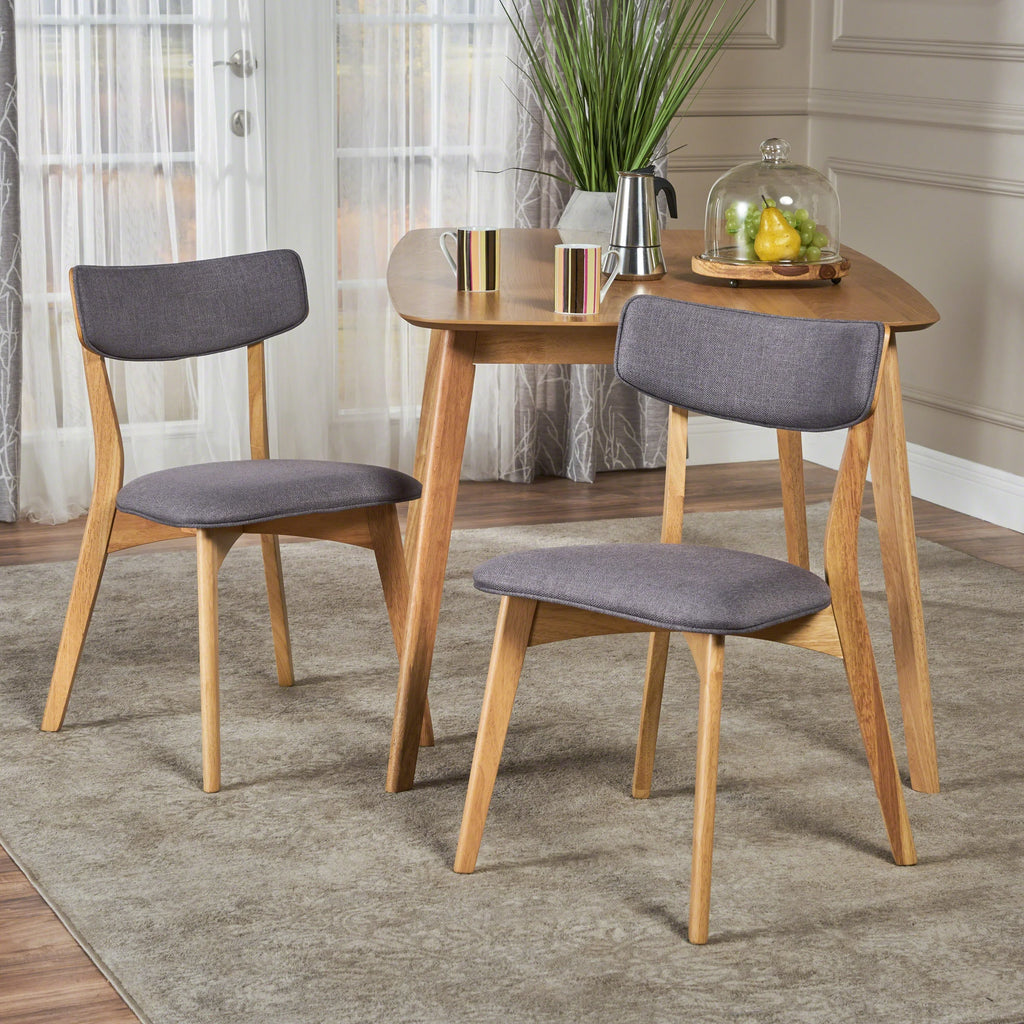 Dark Grey Fabric Dining Chairs Set of 2 V188