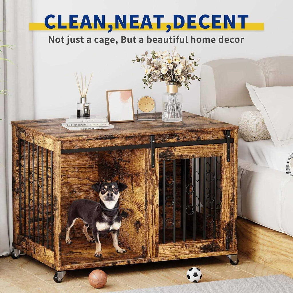 39'' Movable Dog Crate with Wheels A36307